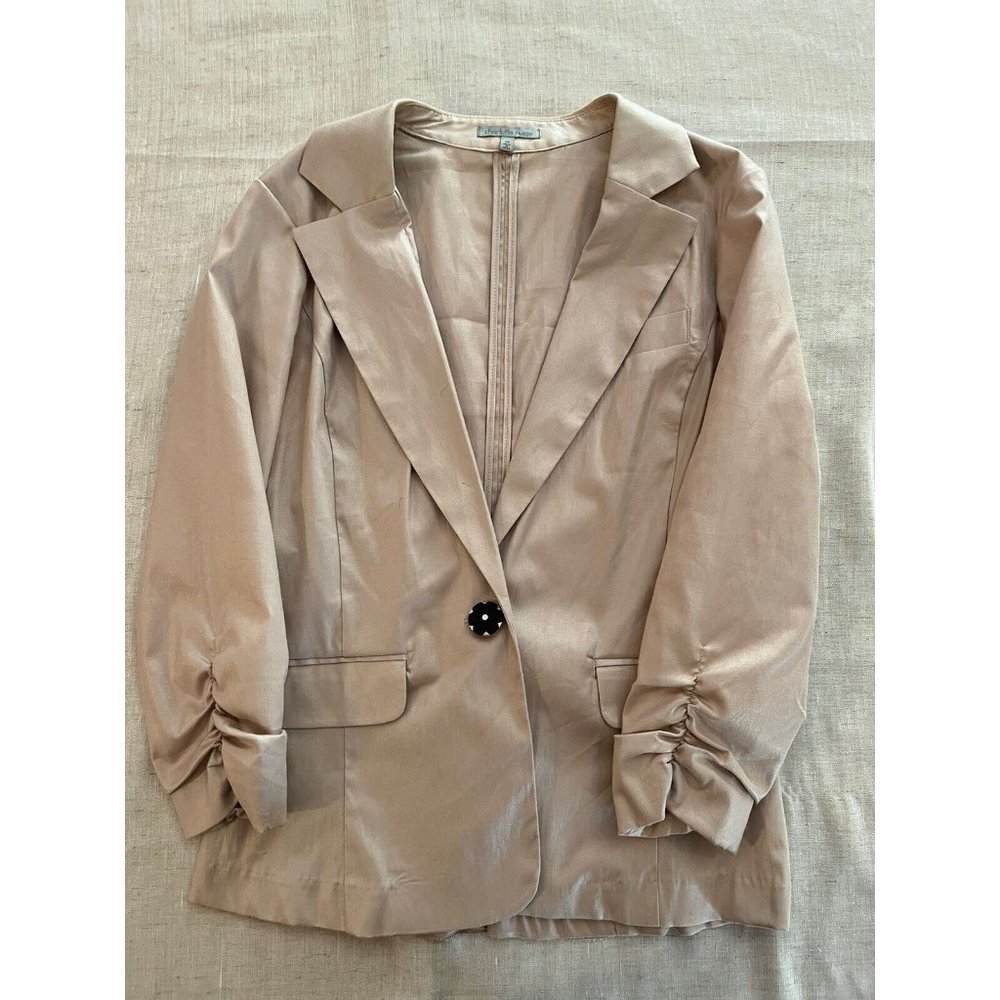 Charlotte Russe, Light Blazer 1 Button Cotton Blend, Women's Tan Jacket, Size M